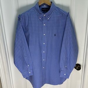 Ralph Lauren Men's Blue Plaid Button-Down Shirt